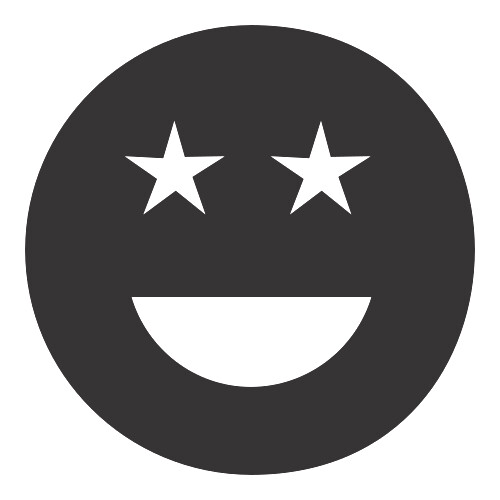 Adesivo Emoticon Feliz Olhos Estrelas / Preto