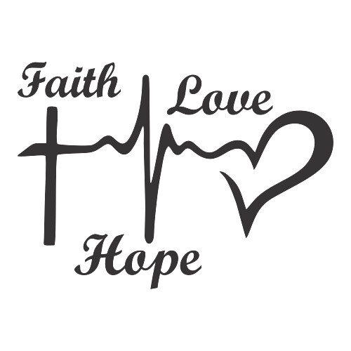 Adesivo Faith Love Hope / Preto